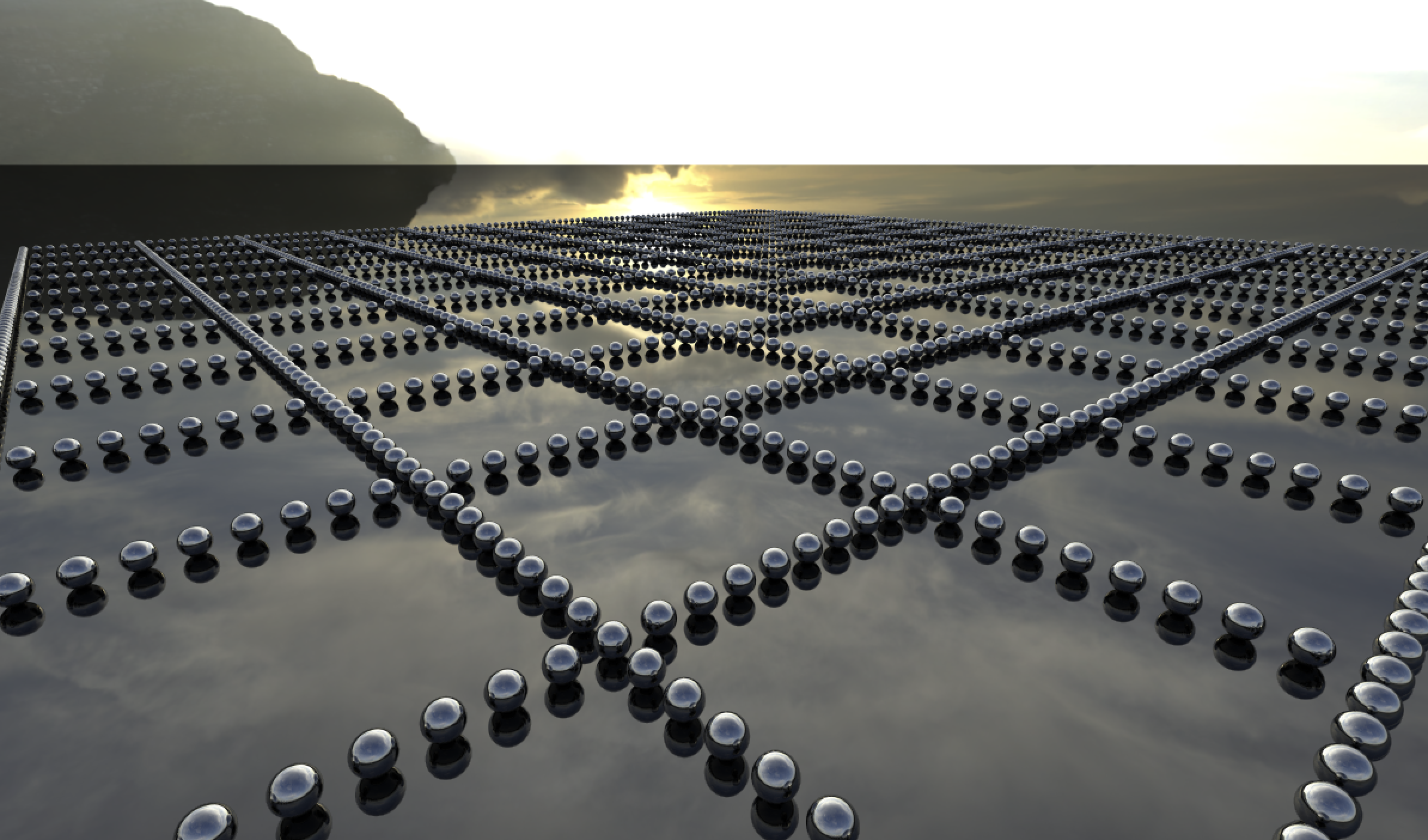 100x100 grid of spheres